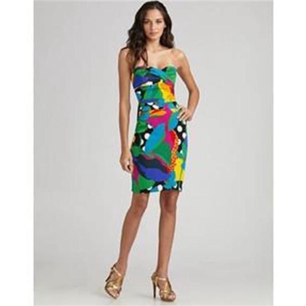 DVF Diane Von Furstenberg CALIDA Runway Dress Tropical Dot Flower Silk Sz 2